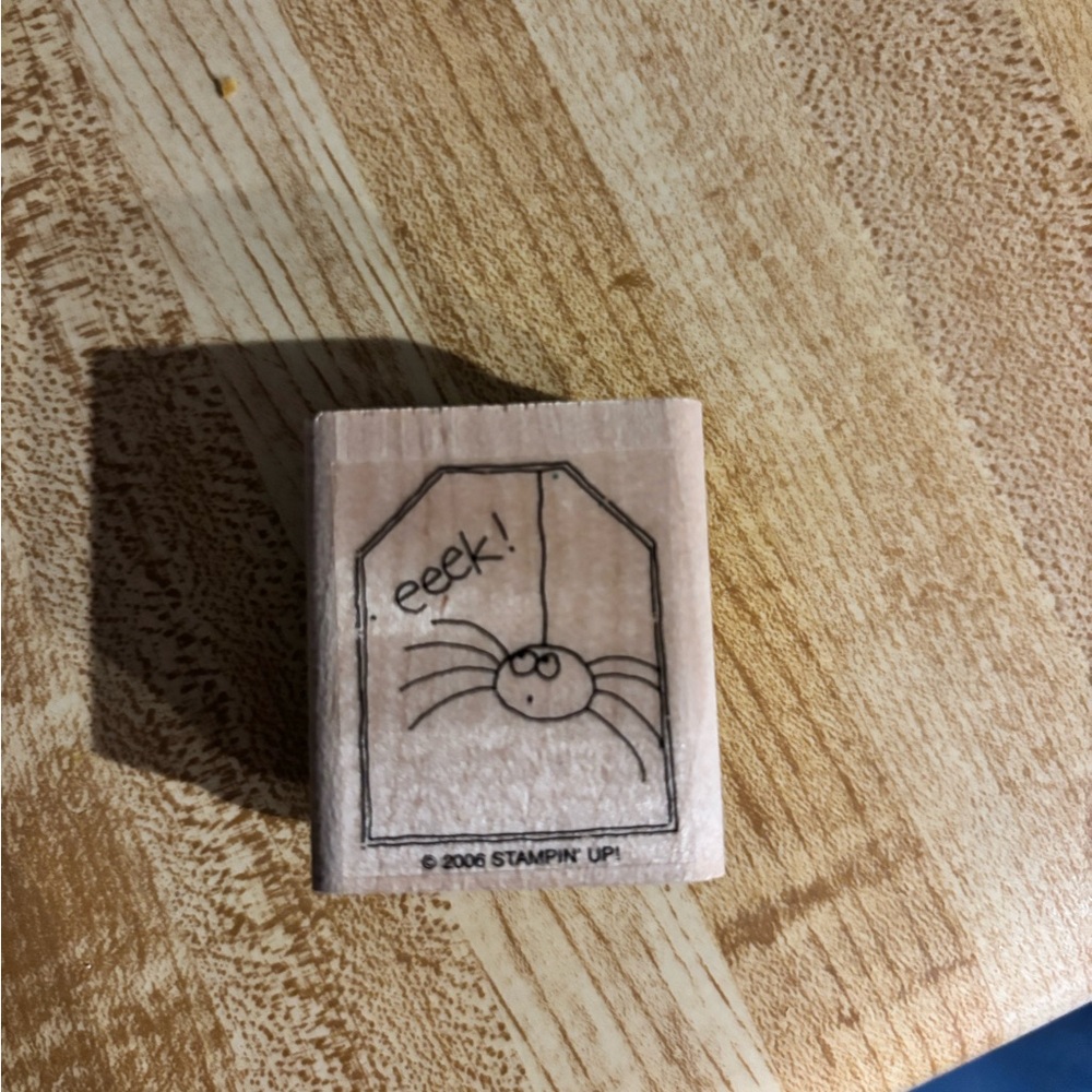 Stampin' Up! Halloween Spider "eeek!" Sentiment Wooden Stamp